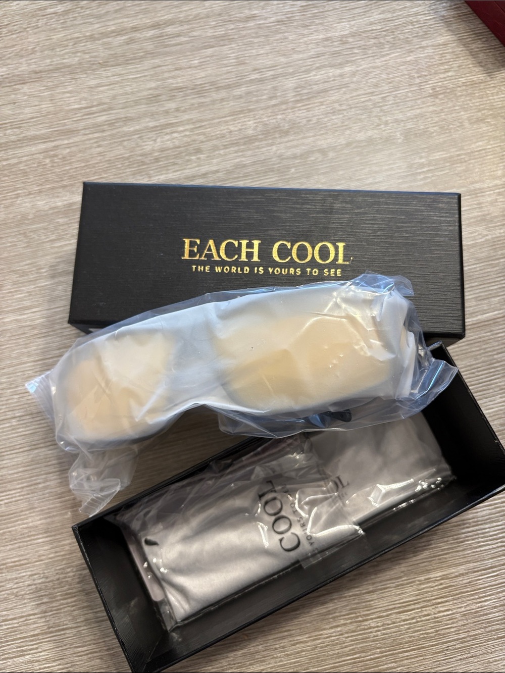Beige Sleep Mask with Travel Pouch